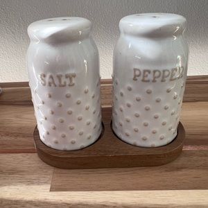 Salt & Pepper Shaker Set with Wood Base